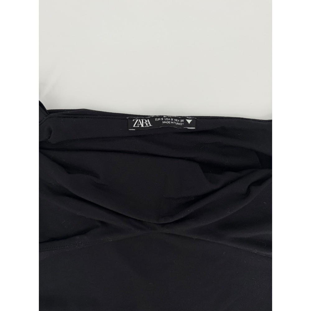 Zara Womens Black V-Neck Spaghetti Strap Thong Bodysuit Size Small Minimalist - Picture 3 of 4